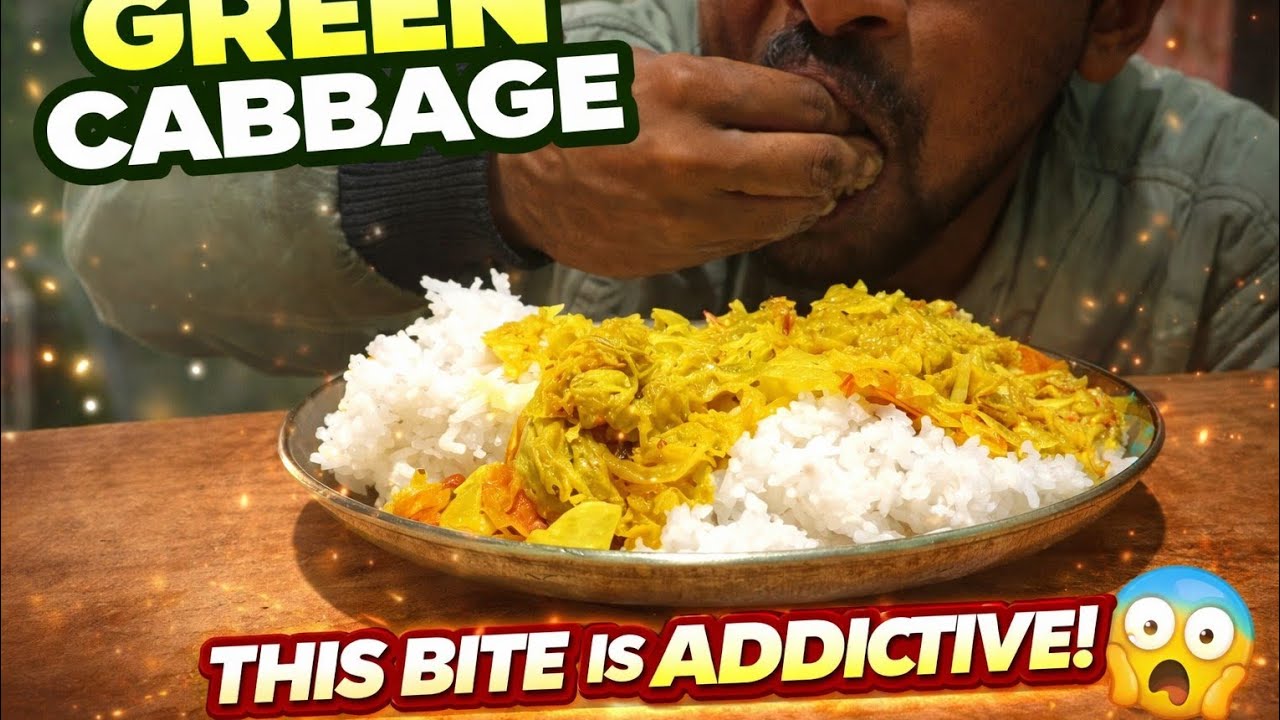 Green Cabbage Eating 😲 This Bite Is Addictive! | Simple Home Food ASMR