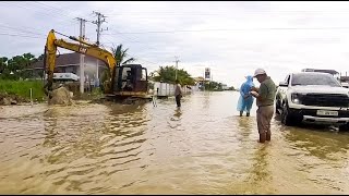 Massive Clogged! Clog Need Excavator Help To Remove All Floating Plants And Mud Clog On Road Street by Clean  Daily12M 2,389 views 4 months ago 9 minutes, 44 seconds