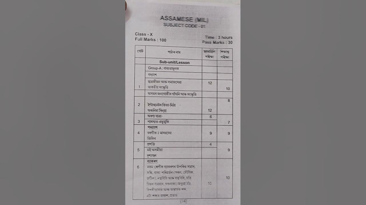 HSLC Exam 2024 Assamese MIL Syllabus|SEBA Class 10 Assamese MIL Half Yearly Exam 2023 Syllabus#2023