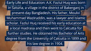 Sher e Bangla A.K Fazlul Haque Biography - Early Life and Education