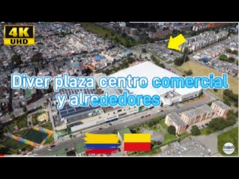 ?CENTRO comercial Diver plaza y alrededores, día - Bogotá - Colombia, 2021 4K / Vista aérea de drone