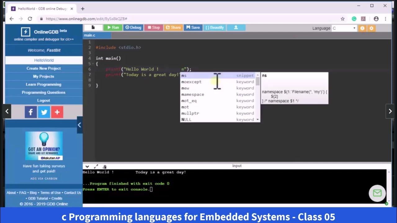 c Programming languages for Embedded Systems - Class 10 - YouTube