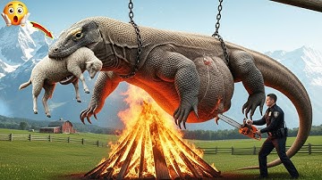 Brave Heroes Save Greedy Baby White Lamb From Dangerous Attack of Komodo🐑