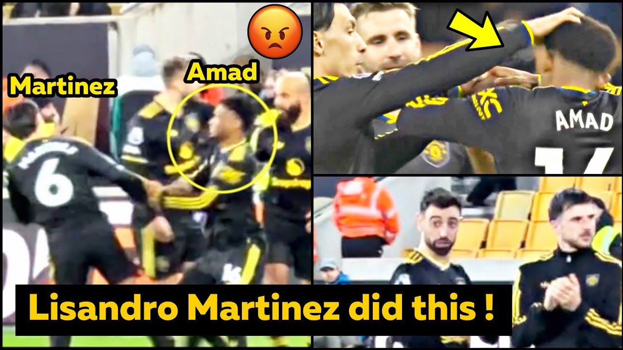 Lisandro Martinez CLASH after Amad RUBS Mbeumo bald head after Bruno penalty