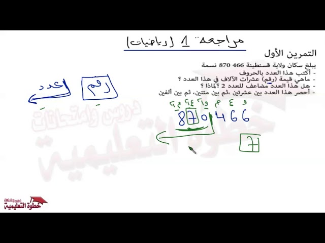 مراجعة الجزء 1 رياضيات الفصل الاول السنة الرابعة ابتدائي