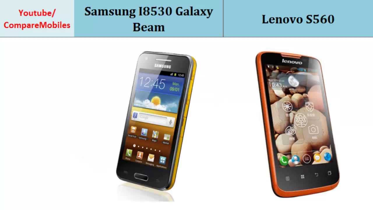 Samsung I8530 Galaxy Beam versus Lenovo S560, all specifications