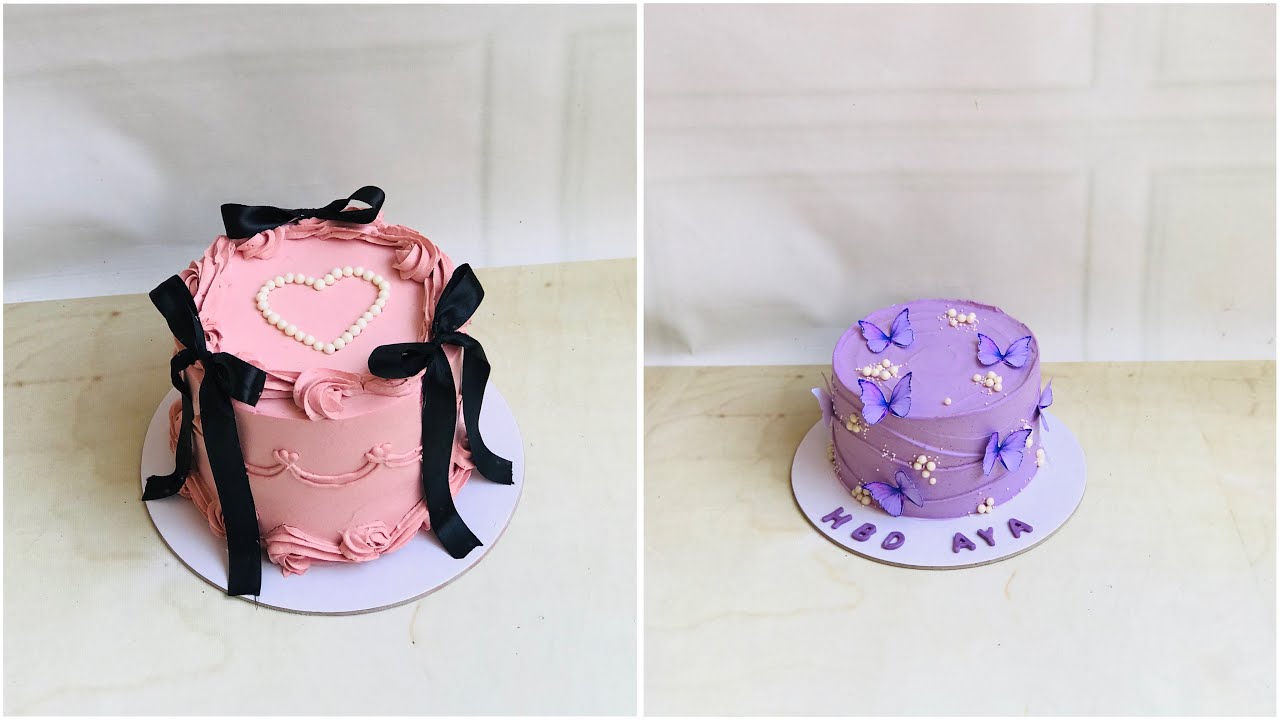 ٢ ميني كيك مقاس ١٦ تورتة الفيونكة وتورتة الفراشات شرح بالتفصيل لكل الخطوات