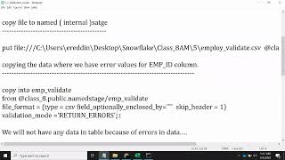 snowflake stage data  Validation