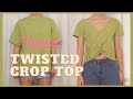 Upcycle T Shirt to Twisted Crop Top Design 你也可以！改造 Zara UR 同款纽结款上衣！ [ENG]