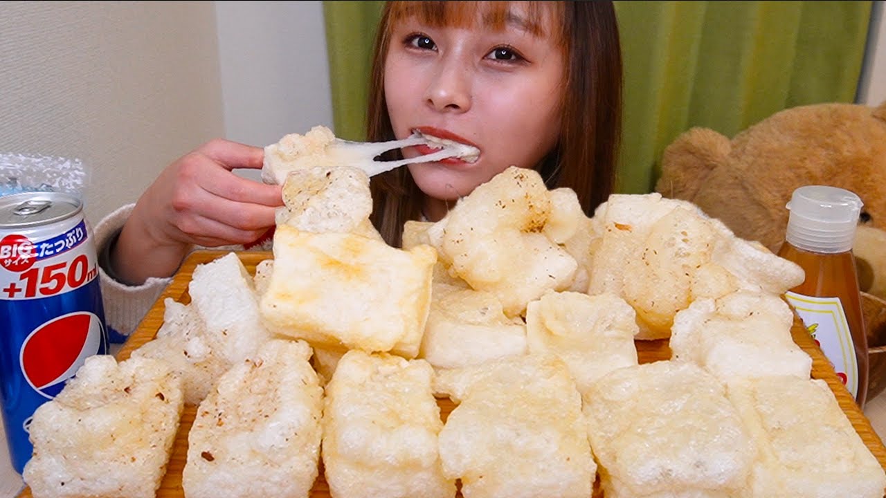 【大食い】[咀嚼音] 揚げ餅1kg [ASMR]