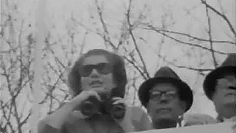 1962 - First Lady Jacqueline Kennedy watching steeplechase at Glenwood Park course, Middleburg, VA