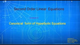 Canonical form  Hyperbolic Eqns - Lecture 4