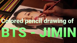 How to draw BTS - JIMIN 지민 in color pencil| Drawing with PQuynh Art