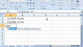 Poisson Distribution on Excel