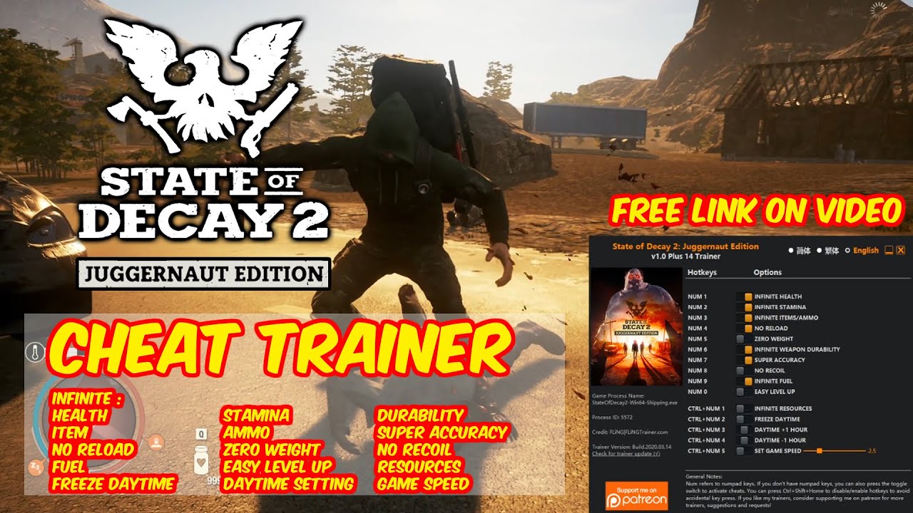 state of decay 2 trainer