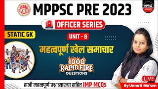Sports News Rapid Fire Question | MPPSC Pre 2023 | Static GK | MPPSC Static GK | by Unnati Maam
