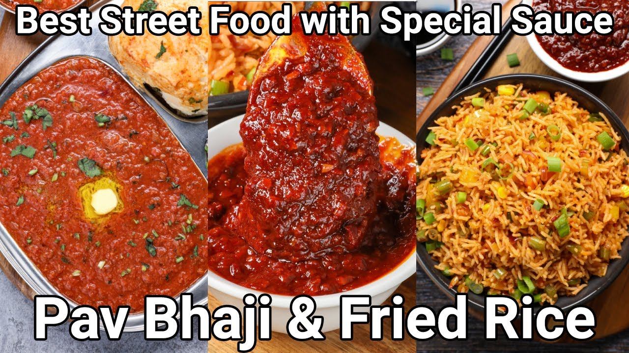 Special Fried Rice & Pav Bhaji Combo Meal with Special Sauce | Street food Combo Meal Rice & Bhaji | Hebbar | Hebbars Kitchen