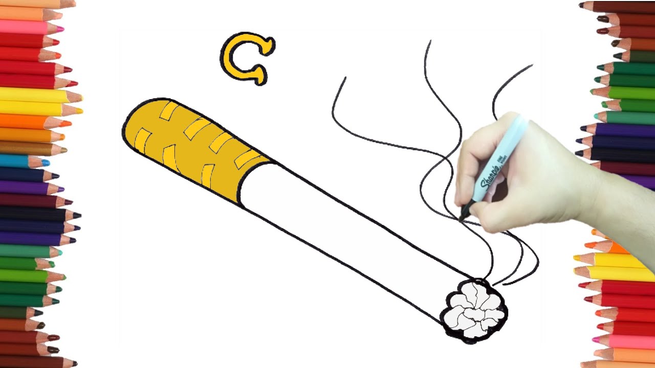 Como dibujar UN CIGARRILLO - Dibujos con la letra C paso a paso y muy Fácil  - thptnganamst.edu.vn