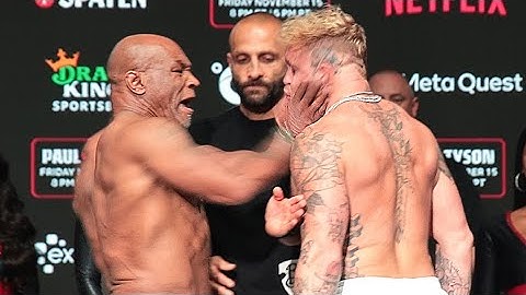 Mike Tyson B*** SLAPS Jake Paul at weigh in as ALL HELL BREAKS LOSE!