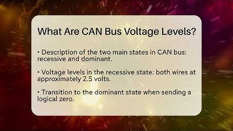 What Are CAN Bus Voltage Levels? - Talking Tech Trends