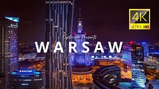 Warsaw, Poland 🇵🇱 in 8K ULTRA HD 60FPS at night by Drone