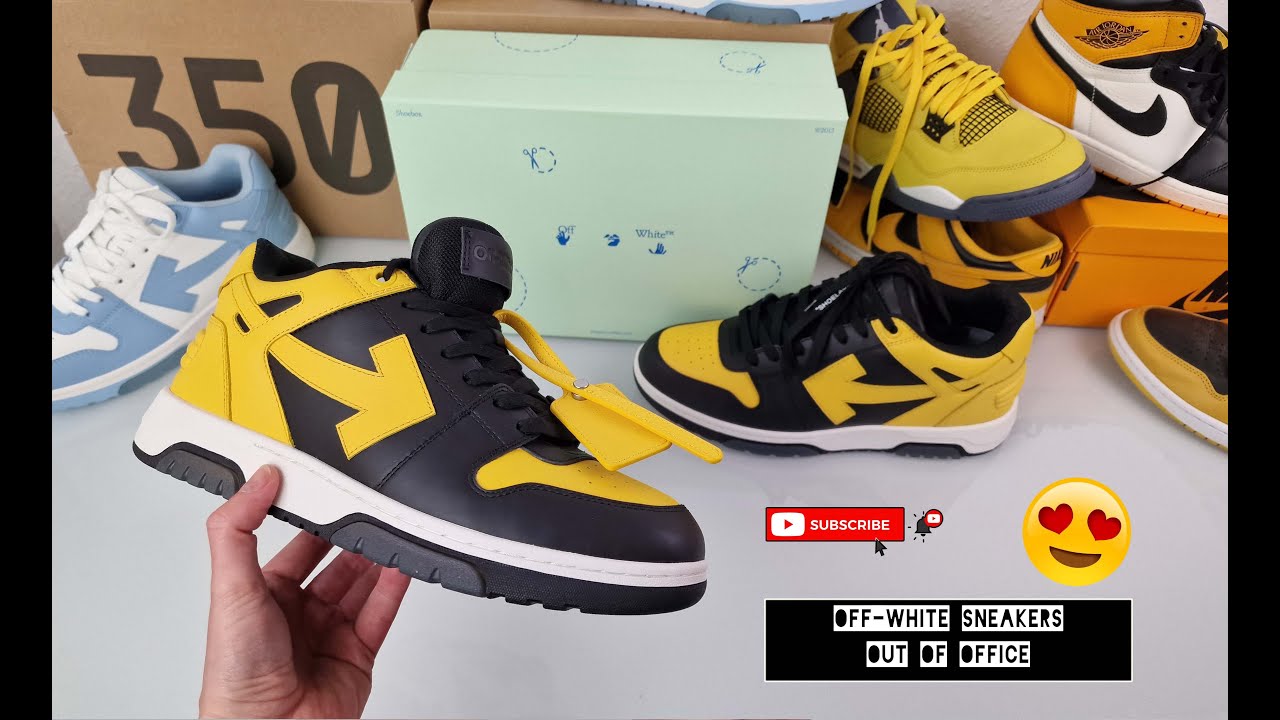 OFF-WHITE Out Of Office Sneakers in Black & Yellow