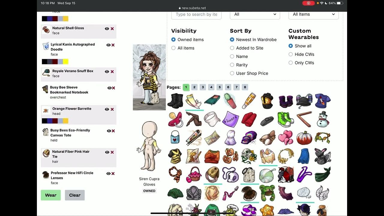 How to do Wardrobe stuff in Subeta YouTube