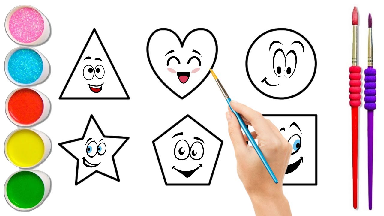 Shapes Painting & Coloring for kids & toddlers | Draw, Paint and Learn ...
