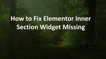 How to Fix Elementor Inner Section Widget Missing
