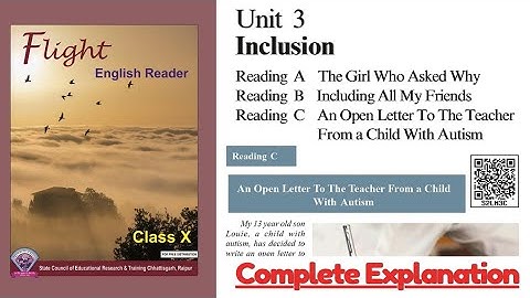 Class 10 | Unit 3 Inclusion | Reading C : An Open letter | Complete Explanation | English SAGES