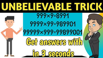 How to multiply any number by 9, 99, 999... etc in 3 sec- Shortcut tricks- Fast for Exams