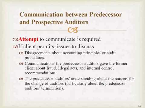 communication between predecessor and successor auditor 3-2 who is responsible for initiating the communication between the predecessor and successor auditors what type of information should be requested from the predecessor auditor. communication between predecessor and successor auditor 3-2 who is responsible for initiating the communication between the predecessor and successor auditors what type of information should be requested from the predecessor auditor.