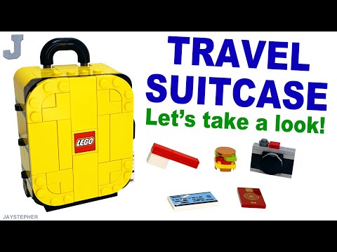 YouTube thumbnail: LEGO 2025 Yellow Travel Suitcase GWP 40817 Unboxing, Tour, &amp; Review