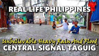 Heavy Rain and Flood in Central Signal Village Taguig [4K]