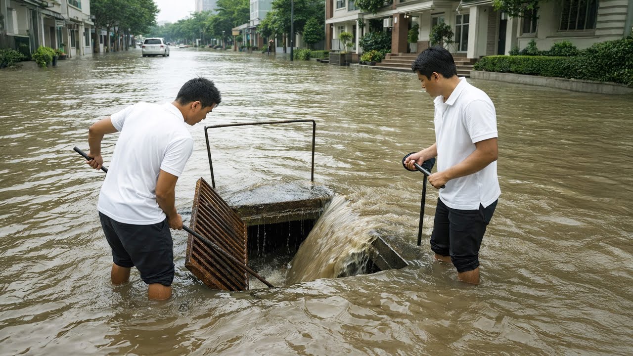 Massive Flood Averted by Clearing Storm Drains - YouTube