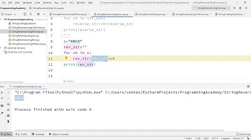 #VcodeAcademy , String reverse in python using for loop