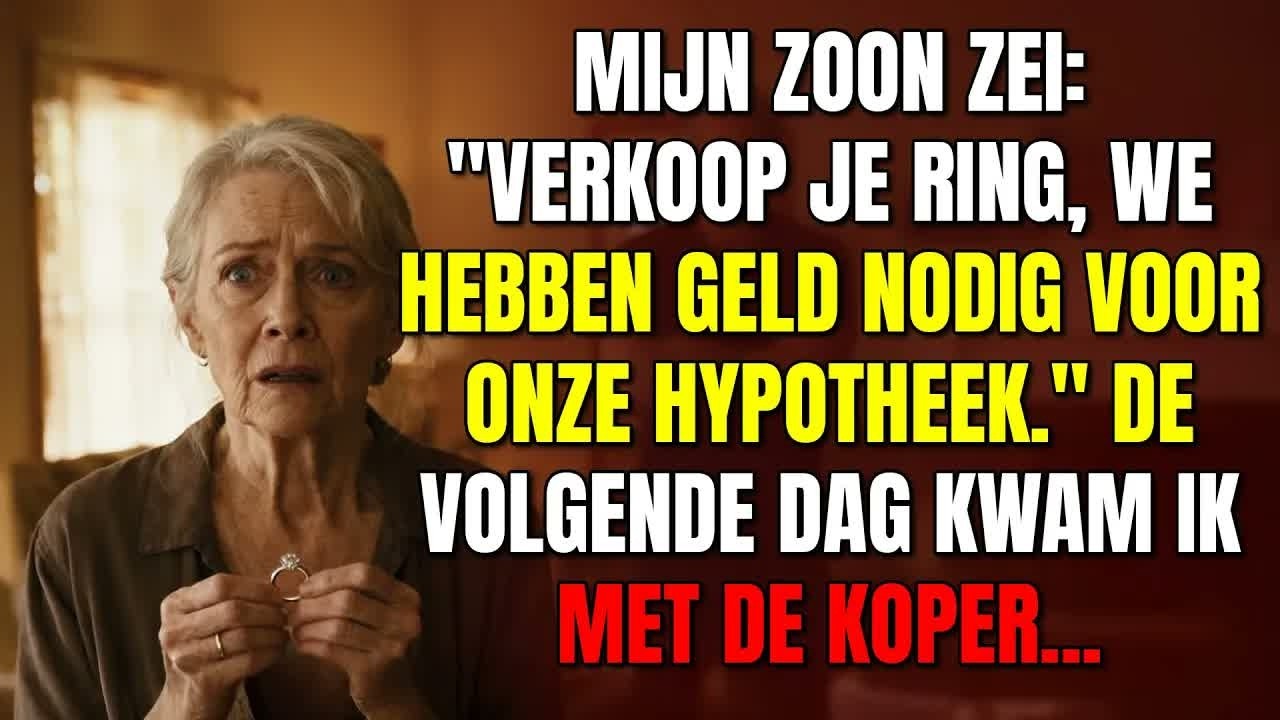 „Verkoop je trouwring, mam. We hebben het geld nodig voor de hypotheek.” Mijn zoon zei het alsof hij vroeg of ik het zout wilde doorgeven. Eenenveertig jaar droeg ik die ring, de ring die zijn...