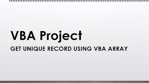 How to extract unique record using vba array#vba #excel #technology