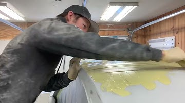 Using the master mud spreader set to get a large even spread of filler