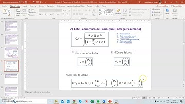 Vídeo Aula 8 - Lote Econômico de Produção