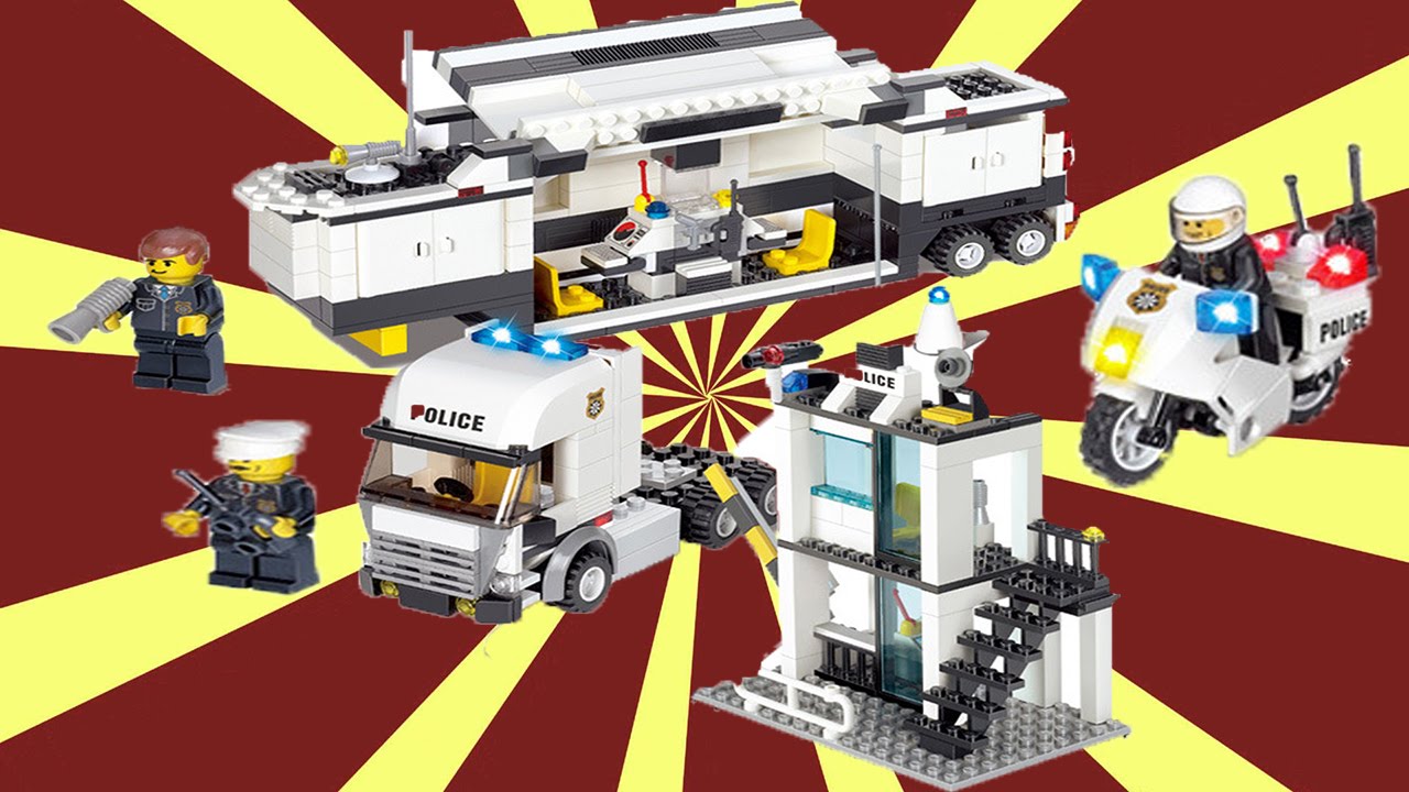 Building Blocks Police Truck, Motorcycle and Headquarters (Cheap Lego)