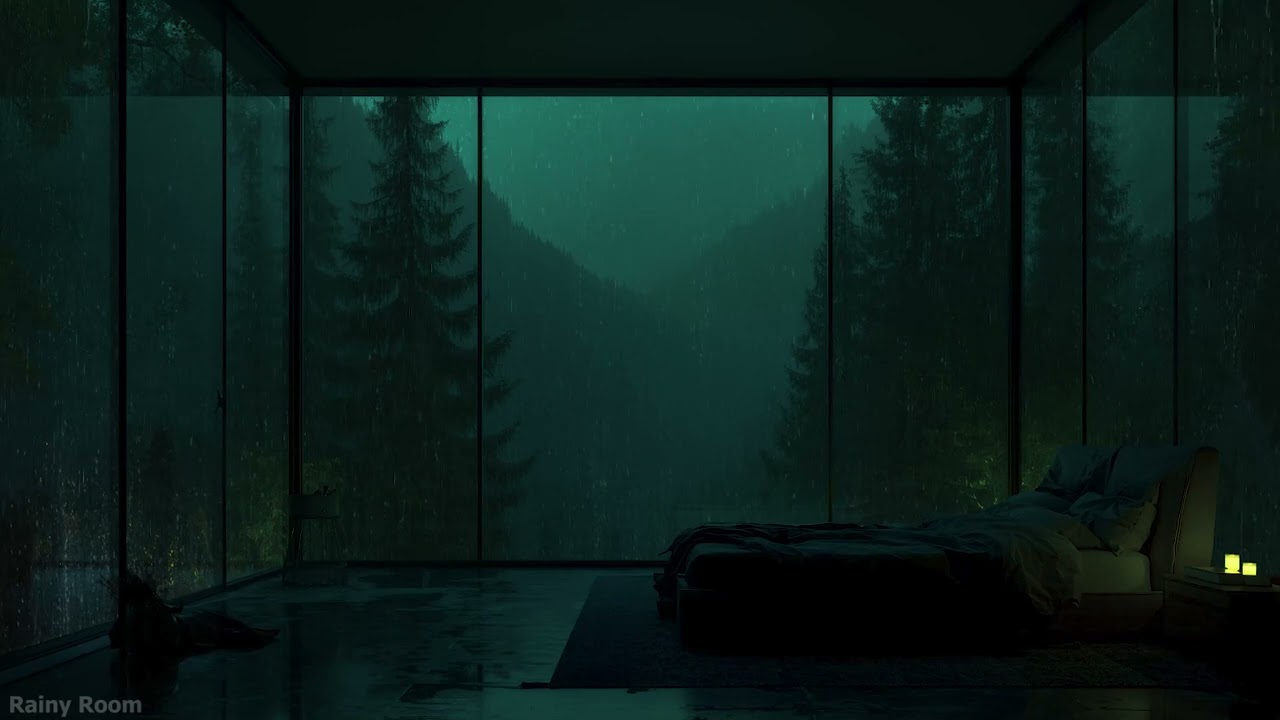 Gentle Rain & Distant Thunder 🌧️ Dark Bedroom Ambience | Deep Sleep, Meditation & Relaxation