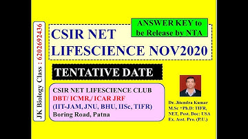 CSIR NET LIFESCIENCE 21 NOV 2020 | ANSWER KEY | Result | Tentative date