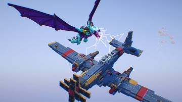 Using a plane with six cannons to slay dragons (in minecraft)