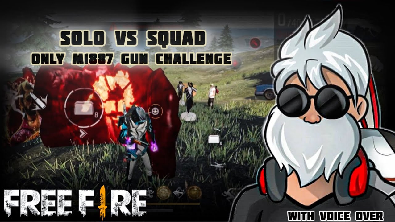 FREE FIRE ONLY M1887 GUN CHALLENGE SOLO VS SQUAD GAMEPLAY 🔥 - YouTube