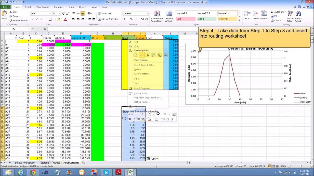 Detention Basin - Routing spreadsheet MSMA Manual Saliran Mesra Alam ...