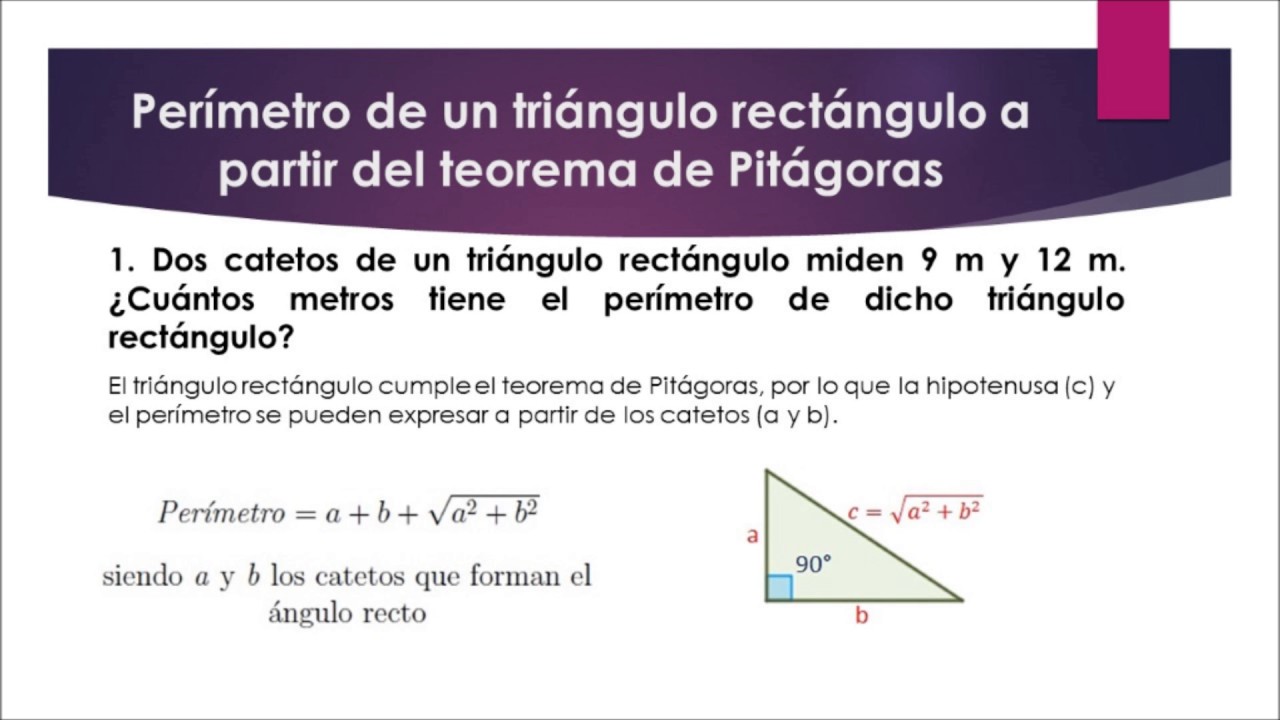 Problema Cómo hallar el perimetro de un triángulo rectángulo - YouTube