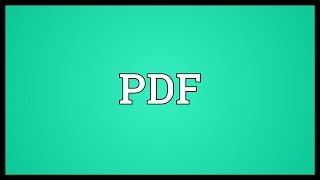 PDF Meaning