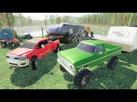 Camping With Millionaires On A Private Lake | Farming Simulator 19 Camping And Mudding