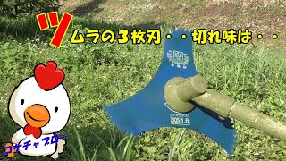 brush cutter【草刈り機の刃】ツムラの３枚刃でやさしく刈ってみた　　コケちゃぶろー